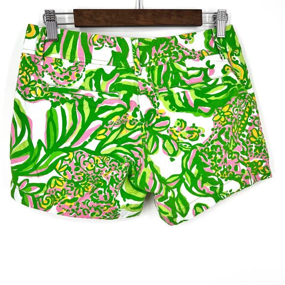 Lilly Pulitzer The Callahan Shorts Sz 0 Tropical Green Beach Beach Ocean Pool - Picture 8 of 9